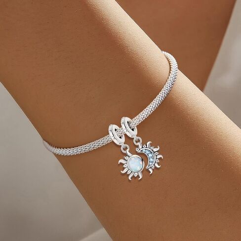 1 PC Silver Plated Sun And Moon Pendant Charm Pendant Ball Suitable for Bracelets DIY Women's Jewelry in Saudi Arabia
