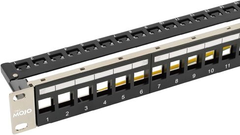 Tecmojo 24-Port Barning Keystone 1U Patch Plant ، 1U 19 "Metal Rackmount Housing ، مع شريط دعم إدارة الكابلات (لوحة تصحيح فارغة مقاس 19 بوصة للرافعات الرئيسية/لوحة Keystone) in Saudi Arabia