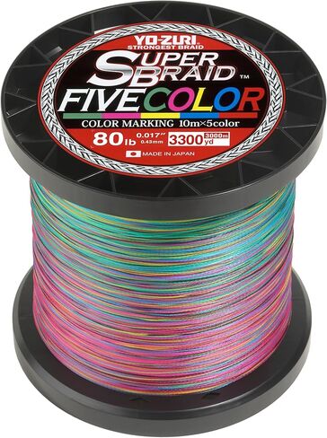 Yo-Zuri YZ-SB-50LB-5C-3300YD: Superbraid Five Color 3300Yds 50Lbs, (5 Color) in Saudi Arabia