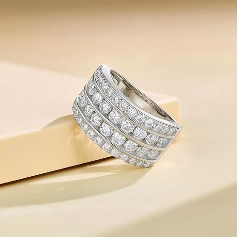 Multi Row Moissanite Wide Wedding Band for Women Fashion Wedding Rings 925 Sterling Silver Sz 5-10 in Saudi Arabia