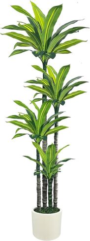 Artificial Dracaena Tree 6ft, Tall Fake Dracaena Plants with White Planter, Faux Dragon Tree Indoor Floor Plant for Home Decor Office Living Room Porch Housewarming (6ft) in Saudi Arabia