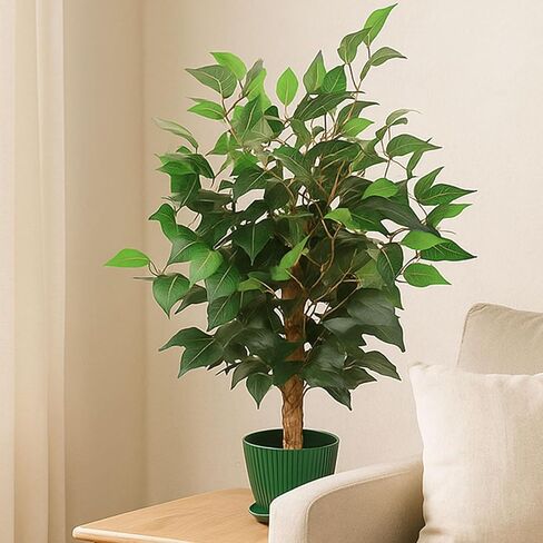 1.5Ft Ficus Tree Artificial, Natural Trunk, Realistic Silk Banyan Leaves, Artificial Trees for Home Decor Indoor, Artificial Plants Indoor for Home Gifts, Fake Trees, Gift for Mother in Saudi Arabia