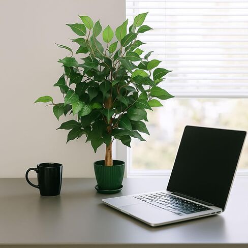 1.5Ft Ficus Tree Artificial, Natural Trunk, Realistic Silk Banyan Leaves, Artificial Trees for Home Decor Indoor, Artificial Plants Indoor for Home Gifts, Fake Trees, Gift for Mother in Saudi Arabia