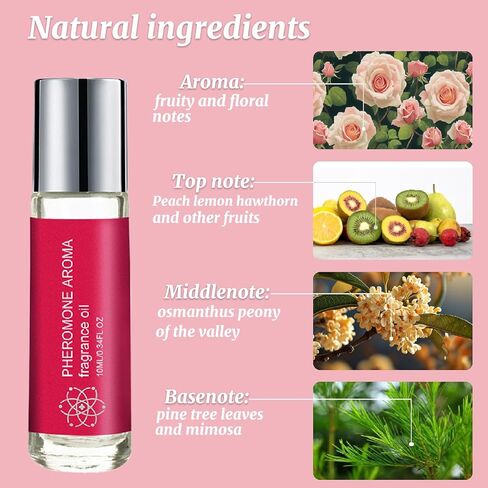 Pheromones Oil Perfumes for Women, Long Lasting Fruity Scent, Roll On Perfume Oil for Women Designed to Attract Men Portable and Fruity in Saudi Arabia