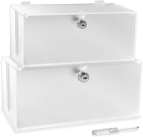 2PC Cable Management Box with Lock,Acrylic,Cable Organizer Box & Power Strip Cover, Wire Organizer for Surge Protector Power Strip,TV Computer,Cable Wires of Home,Office,Child and Pet Proof in Kuwait