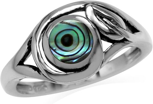 Silvershake 6mm Round Stone Inlay 925 Sterling Silver Leaf Vintage Inspired Ring Jewelry for Women in Saudi Arabia