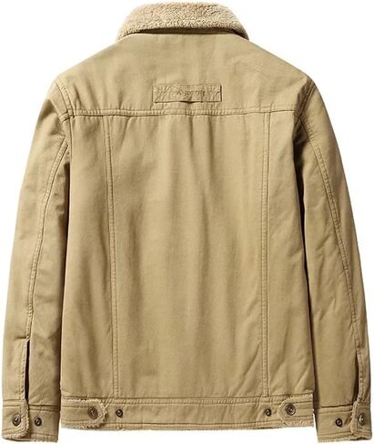 ERFMFKL Mens Cotton Corduroy Jacket Warm Sherpa Lined Trucker Jacket Casual Button Down Winter Coat in Saudi Arabia