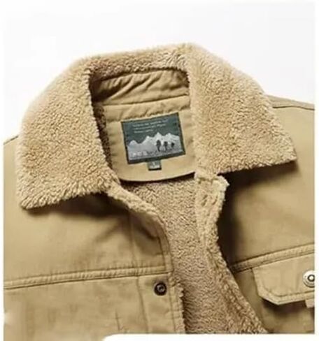 ERFMFKL Mens Cotton Corduroy Jacket Warm Sherpa Lined Trucker Jacket Casual Button Down Winter Coat in Saudi Arabia