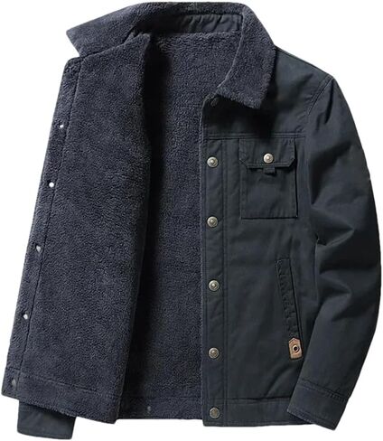 ERFMFKL Mens Cotton Corduroy Jacket Warm Sherpa Lined Trucker Jacket Casual Button Down Winter Coat in Saudi Arabia