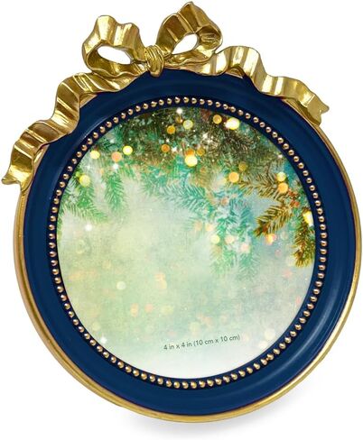 Isaac Jacobs 4x4 Red & Gold Round Picture Frame with Ribbon Bow, Elegant Tabletop or Wall Display, Holiday Gift, Home Décor (4x4, Red with Gold) in Saudi Arabia
