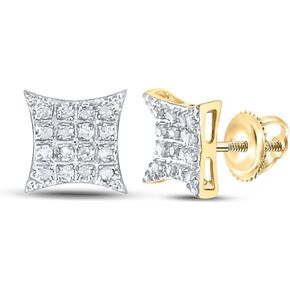 10kt Yellow Gold Mens Round Diamond Square Earrings 1/10 Cttw in Saudi Arabia