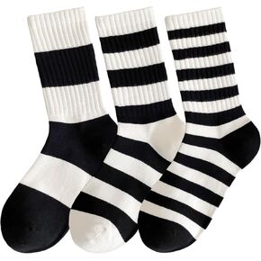 Striped Ankle Socks for Women Size 5-9 White Black and Red Cotton Blend Burgundy Stripe Crew Sock in Kuwait