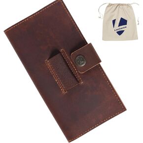 غطاء دفتر شيكات من الجلد البني للرجال والنساء، محفظة دفتر شيكات محببة بالكامل مع حامل أقلام، تناسب الشيكات الشخصية والمكررة، حافظة رفيعة لتنظيم الأموال، حامل دفتر شيكات جلدي متين مقاس 7 × 3.75 بوصة in Kuwait