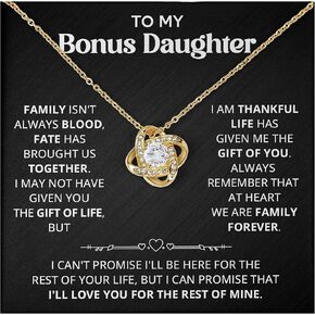 Necklace For Bonus Daughter From Dad, Bonus Daughter Necklace From Stepmom, Jewelry Gifts For Stepdaughter At Wedding Day, Necklaces For Stepdaughter From Stepdad With Heartfelt Message & Elegant Box in Saudi Arabia