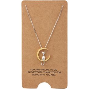 Moon Cat Pendant Necklace Sterling Silver Box Chain for Women Celestial Jewelry 18“ in Saudi Arabia