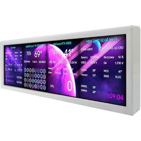 VSDISPLAY 7.84 Inch 1280x400 IPS Mini Monitor Stretched Bar LCD Display with White Case as PC/Computer/Laptop Speed Temperature AIDA64 CPU GPU Monitoring Secondary Screen in Kuwait
