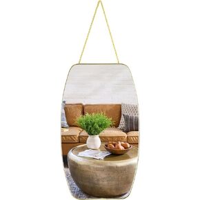 Irregular Rectangular Wall Mirror, 15.6x9.2-inch Gold Wall-Mounted Mirror, Modern Decorative Wall Mirror, Suitable for Bathrooms, Hallways, Entryways, and More (Gold) in Saudi Arabia