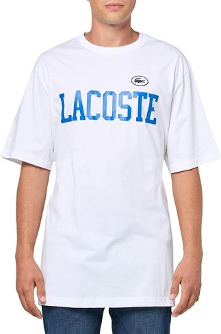 تي شيرت Lacoste مناسب للجنسين بطبعة Iconic مقاس 2XLB، أبيض in Saudi Arabia