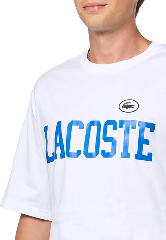 تي شيرت Lacoste مناسب للجنسين بطبعة Iconic مقاس 2XLB، أبيض in Saudi Arabia