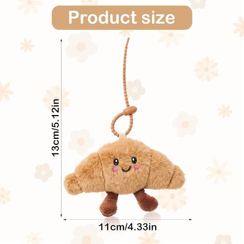 Croissant Keychain, Cute Croissant Bag Charm, Positive Energy Plush Keychain for Handbags Purse Bag Backpack Accessories, Good Luck Christmas Gifts for Women Men in Saudi Arabia