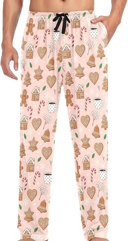 JUNZAN Pajama Bottoms for Men Christmas Gingerbread Mens Cotton Pajama Pants Lounge Sleep Pants Light Blue in Saudi Arabia