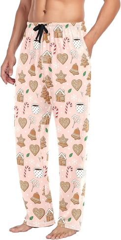 JUNZAN Pajama Bottoms for Men Christmas Gingerbread Mens Cotton Pajama Pants Lounge Sleep Pants Light Blue in Saudi Arabia