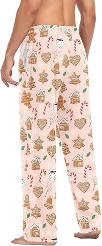 JUNZAN Pajama Bottoms for Men Christmas Gingerbread Mens Cotton Pajama Pants Lounge Sleep Pants Light Blue in Saudi Arabia