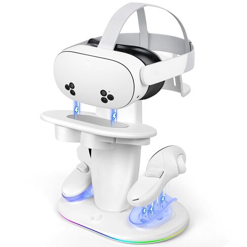 HURRA Charging Dock for Meta Quest 3S/3/2/Pro, Fast Charging Station with LED Indicator/Magnetic Charging Headset & Controllers, 2 Rechargeable Batteries, USB-C Charger & Cable in Saudi Arabia