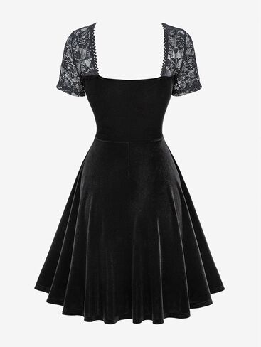 فستان DRESSFO على الطراز القوطي الفيكتوري الساحر وزهرة الورد والدانتيل بسلسلة من المخمل Vintange على شكل حرف A in Saudi Arabia