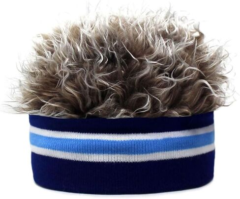YEKEYI Halloween Unisex Funny Beanie Hat Headband with Spiked Hair Adjustable Wig Hat Peaked Fake Hat with Hair in Saudi Arabia