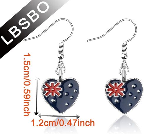 CENWA Australia Flag Heart Charm Earring Flag Gift Australia Flag Gift Australia Jewelry in Saudi Arabia