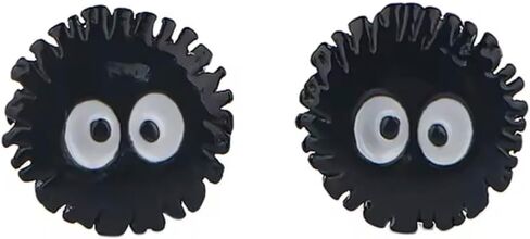 Japan Japanese Black Chimney Soot Sprites Spirits Gremlins Dust Bunnies Cartoon Anime Cute Kawaii Stud Earrings Ear Rings in Saudi Arabia