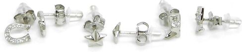 Sterling Silver Earring Set, 3 Pairs: Horseshoe, Boot Design with Cubic Zirconia, and Star in Saudi Arabia