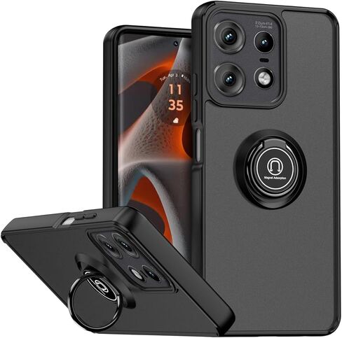 علبة Quietip متوافقة مع Motorola Edge 50 Pro 5g مع واقي الشاشة ، TPU + Hard PC Rockproof Ring Car Cover ، Black in Kuwait