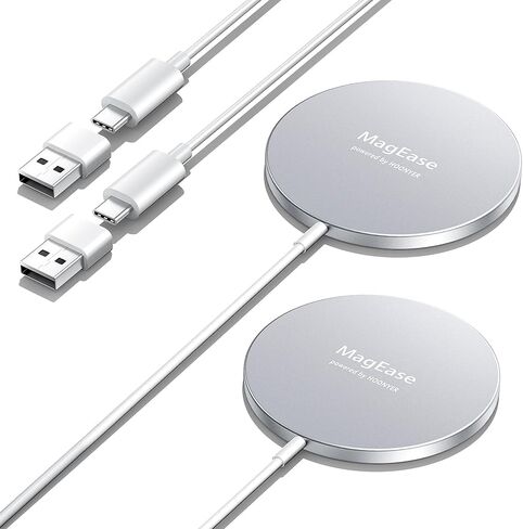 2 Pack Magnetic Wireless Charger,MagEase 15W Wireless Charger Magnetic Compatible with iPhone 16 15 14 13 12 Series and AirPods 3/2/Pro, Charging Pad with USB-C Cable and USB-A Converter (Black) in Saudi Arabia