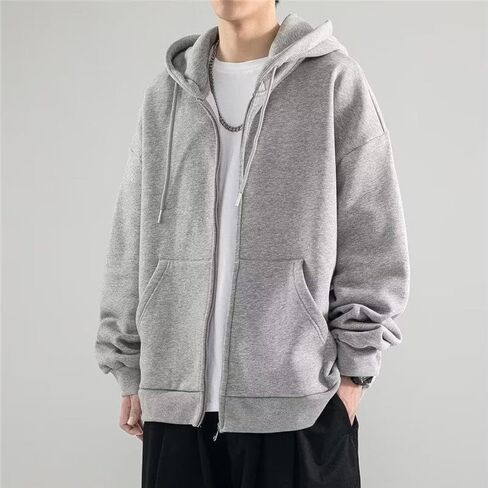 Men’s Zip Up Hoodie Jacket - Casual Lightweight Hooded Sweatshirt, Solid Color Fall Outerwear in Saudi Arabia