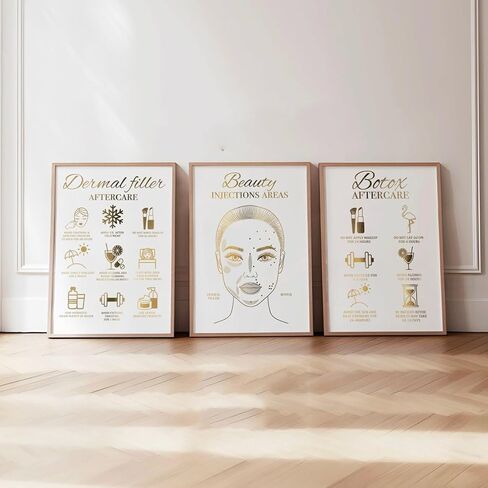 NATVVA 3 Pieces Canvas Frame Facial Anatomy Wall Art Posters Skin Anatomy Painting Facial Aftercare Pictures Prints for Beauty Salon Decor Living Room Decoration in Saudi Arabia