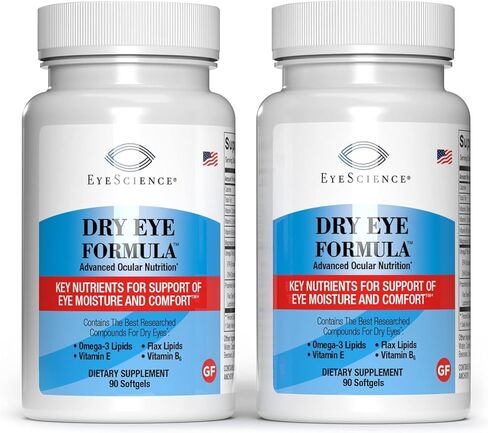 Basic Brands – Dry Eye Formula - 90 Softgels - Advanced Eye Supplement for Relief, Omega-3, Vitamins E, C & B6, Magnesium - Tear Production & Lasting Comfort, Dry Eye Medicine - 2 Pack in Saudi Arabia
