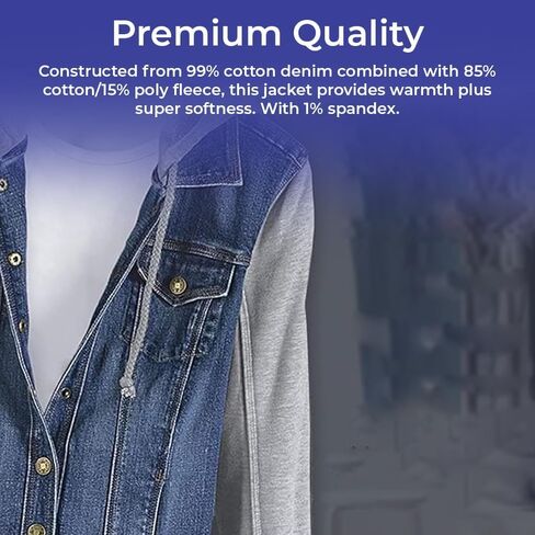 SAGEFINDS Fleece and Denim Jacket for Women | Long Sleeve | Hood with Drawstring in Saudi Arabia