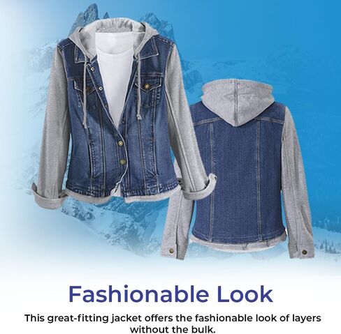 SAGEFINDS Fleece and Denim Jacket for Women | Long Sleeve | Hood with Drawstring in Saudi Arabia