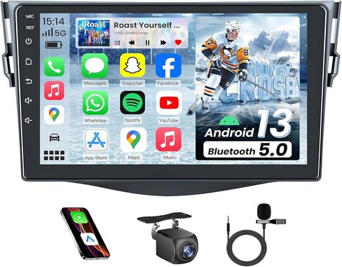 for Toyota RAV4 2001-2006 Android Radio Stereo: 9 Inch Touch Screen Replacement-CarPlay Android Auto Bluetooth WiFi GPS FM Backup Camera in Kuwait