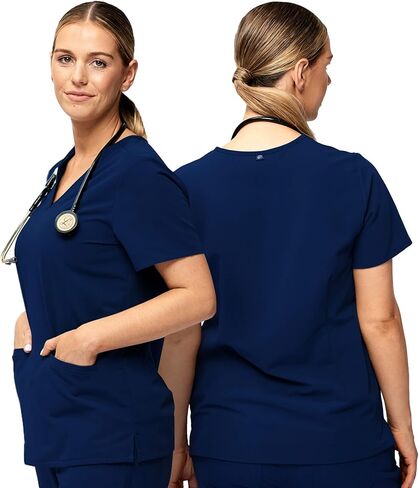 Dr. Woof Apparel Women's Scrub Top - 3-Pocket V-Neck Surgical Scrubs - Short Sleeve Medical Nursing Uniform in Saudi Arabia
