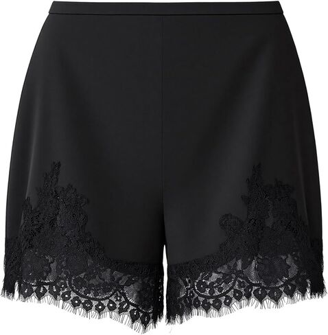 Satin Silk Lace Trim Shorts for Women Low Rise Elastic Waist Mini Shorts Lace Patchwork Slip Silky Pajama Bottoms in Saudi Arabia
