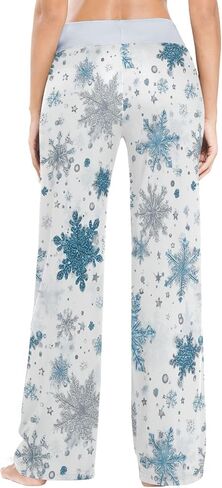 SHJI Women's Pajama Pants Blue Winter Snow Sleepwear Yoga Pant Drawstring Lounge Bottoms in Saudi Arabia