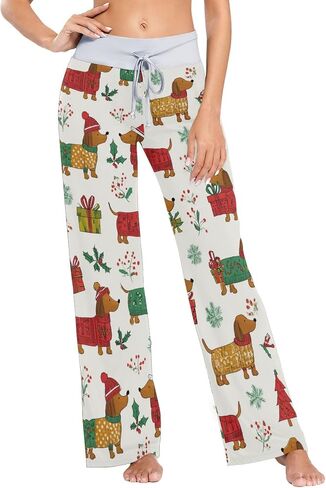 SHJI Women's Pajama Pants Blue Winter Snow Sleepwear Yoga Pant Drawstring Lounge Bottoms in Saudi Arabia