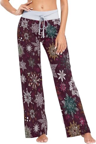 SHJI Women's Pajama Pants Blue Winter Snow Sleepwear Yoga Pant Drawstring Lounge Bottoms in Saudi Arabia
