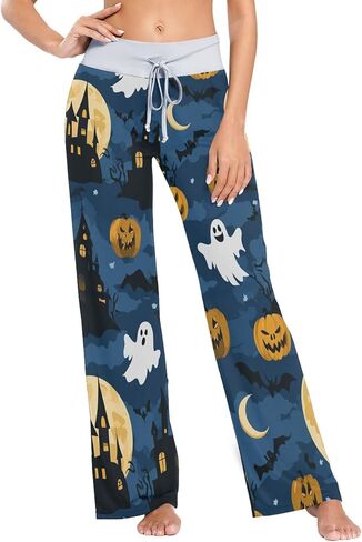 SHJI Women's Pajama Pants Blue Winter Snow Sleepwear Yoga Pant Drawstring Lounge Bottoms in Saudi Arabia