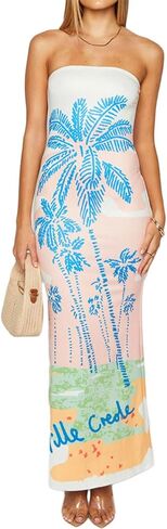 Realtix المرأة الصيف الأزهار طباعة حمالة Bodycon ماكسي اللباس مثير صديرية دائرية جاهزة حزب فساتين طويلة الزفاف ضيف in Kuwait