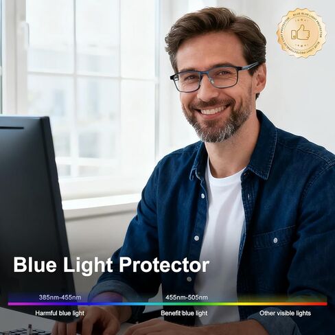 نظارات القراءة التقدمية غير القابلة للكسر من SKYFUEN للرجال بإطار كامل معدني متعدد التركيز، قارئات الكمبيوتر ذات الحماية من الضوء الأزرق/الأشعة فوق البنفسجية 400 مع مفصلات زنبركية مرنة متينة (جونميتال + أزرق داكن، +2.25) in Kuwait