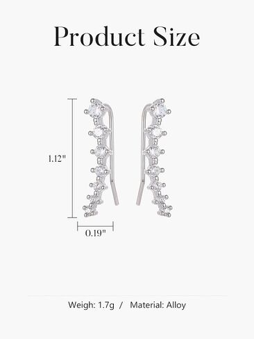 1 Pairs Silver Glistening CrystalEarrings, Adorned with Sparkling Stones, Hypoallergenic and Secure, Trendy Alloy French Style, Hoop Earrings With Elegant Minimalistic Design in Saudi Arabia